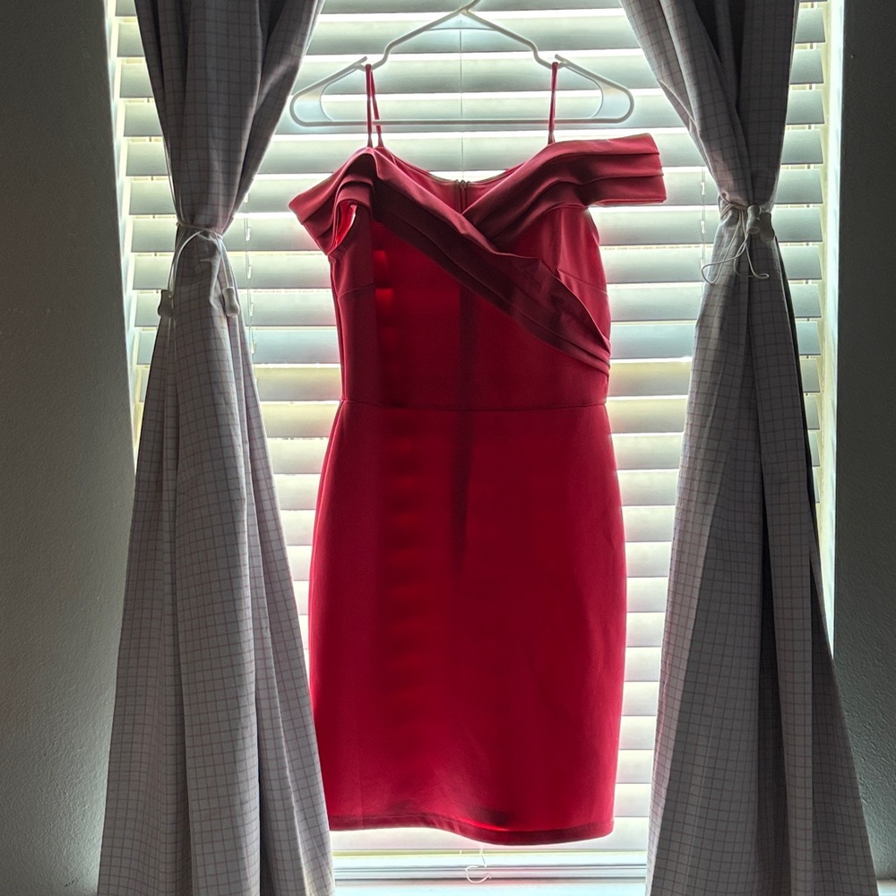 Elegant Off-Shoulder Red Dress